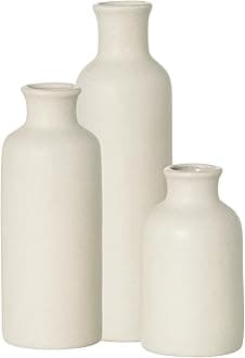 Sullivans White Matte Ceramic Vase Set, Vases for Modern Home Decor, Farmhouse Kitchen, Bedroom, Office, Living Room, Bathroom, Shelf Centerpiece Table Decorations