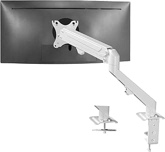 VIVO Heavy Duty Aluminum Monitor Tension Arm Premium Desk Mount Stand, Up to 27 inch Screens, White, STAND-V101OW