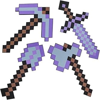 jiushen 4 Pack Sword Pickaxe Axe and Shovel Toy Weapon Set,Kids Role-Play Foam Weapons Accessory for Game Fans Halloween Christmas Valentine and Party