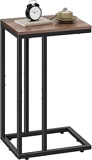 WLIVE Side Table, C Table, Slim Bedside Table for Bedroom, Living Room, 2-Tie...