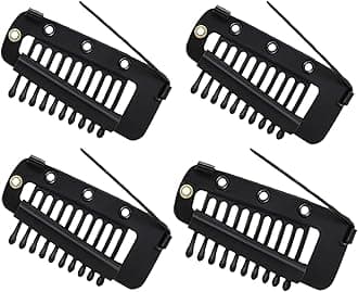 (4pcs) Dupatta Clips for Brides - Bridal Saree Pallu Chunni Setting Holding Safety Pin for Head - Hair Patch Wig Clips for Women - Black