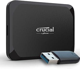 Crucial X9 4TB Portable SSD with USB-A Adapter - Up to 1050MB/s - PC and Mac, with Mylio Photos+ - USB-C 3.2 External Solid State Drive - CT4000X9SSD902