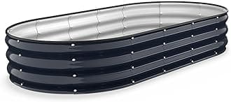 Kesfitt Raised Garden Bed, 6x3x1 FT Galvanized Steel Metal Raised Garden Bed, Oval Open-Bottom Design, 12-Inch Deep for Outdoor Vegetable & Herb Gardening, Midnight Blue