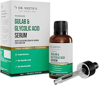 Gulab & 6% Glycolic Acid & 5% Niacinamide Instant Brightening Face Serum Improves Skin Texture & Uneven Skin Normal to Oily Skin Sensitive Skin 30ml