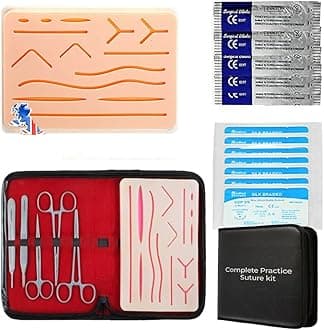Complete Suture Practice Kit For Medical Students Vets & Nurses for Training, Reusable True Skin Feel Silicon Suturing Pad With Necessary Tool Kit For Training