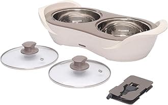 Jaypee Plus 1150 ml +1150 ml Stainless Steel Electric Casserole Set | Shockproof, Rustproof | 2 in 1 Electric Bowl for Food Warmer & Buffet Server - (Ivory)