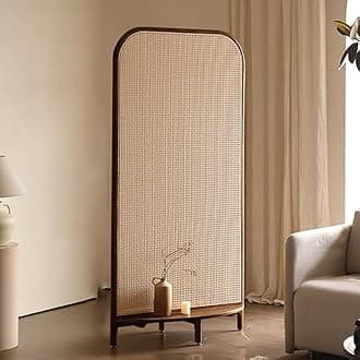 Single Panel Solid Wood Room Divider, Removable Rattan Indoor Screen, Multifunctional Base with Storage, Bedroom Decoration, Freestanding Wall Divider,F [Energy Class A]