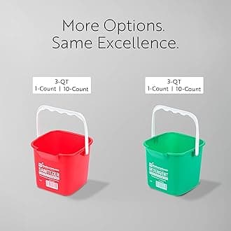 Restaurantware RW Clean 6 Quart Cleaning Bucket 1 Detergent Square Bucket - With Measurements Built-In Spout And Handle Red Plastic Utility Bucket For Home Or Commercial Use