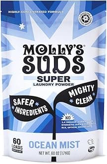 Molly's SudsSuper Powder Detergent | Natural Extra Strength Laundry Soap, Stain Fighting | Sensitive Skin | Earth Derived Ingredients | Ocean Mist, 60 Loads