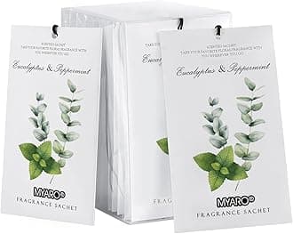 MYARO 12 PCS Eucalyptus Peppermint Scented Sachets for Drawer and Closet, Long-Lasting Sachets Bags Air Freshener Fresh Scents, Potpourri Bags Home Fragrance Sachet for Lover