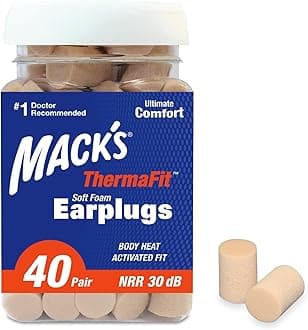 ThermaFit Soft Foam Earplugs, 40 Pair - Comfortable Ear Plugs for Sleeping, Snoring, Work, Travel & Loud Events