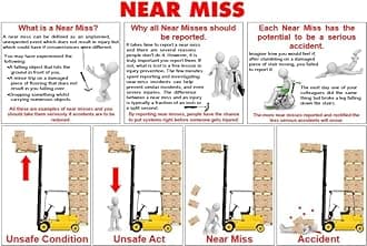 Near Miss What is a Near Miss? Unsafe Condition, Unsafe act, Near Miss, Accident Sign Foam Board, Waterproof Sticker Fixed on Foam Board, Backside Strong doubleside Tape