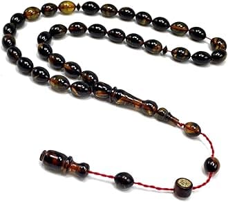 -ELEGANCE COLLECTION- Prayer Beads-Tesbih-Tasbih-Tasbeeh-Misbaha-Masbaha-Subha-Sebha-Sibha-Rosary (MODEL 4: Olive Green Bakelite -7x11 mm- 33 Beads)