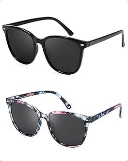 2 Packs Sunglasses for Women Polarized UV400 Protection Lens Big Frame Fashion Glasses Trendy Stylish Shade
