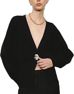 Women Knitted Cardigans Long Sleeve V-Neck Lightweight Sweater One Leaf Button Down Outwear