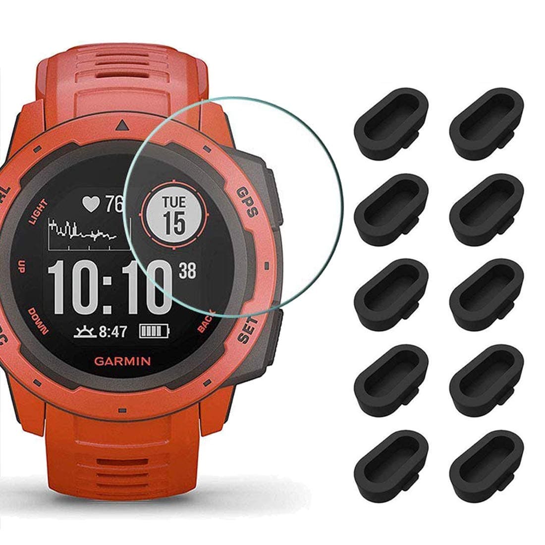 Miimall [10+2 Pack] Compatible for Garmin Instinct Screen Protector and Charger Port Protector