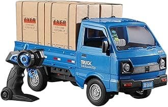 GoolRC Remote Control Car Kei Truck, 1:16 Scale RC Transport Pickup Truck with Spray and Light, 2.4GHz All Terrain RC Cars for Teens and Adults Christmas or Birthday Gift (Blue)