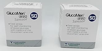 A.MENARINI GlucaMen Areo Test Strips x2 Boxes of 50 (100 Strips) - Accurate Glucose Monitoring