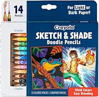 Art Pencils for Sketching and Shadowing, Crayons, Including 2 Graphite Pencils, 14 kt