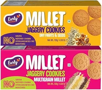 - Assorted - Dry Fruit & Multigrain Millet Jaggery Cookies, 2 X 130 g | Sugarfree cookies | snacks for kids