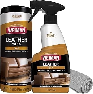 Leather Cleaner & Conditioner - Cleans, Restores & Protects Leather, UV Protection Prevent Cracking & Fading, For Car Seats, Sofas, Shoes, Bags & All Finished Leather Surfaces, 2 Pack