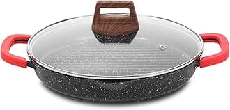 Nonstick Grill Pan for Indoor Cooking, Versatile Induction Square Large Grilling Skillet Steak Pan for Stove Tops, PTFE & PFOA Free (Black, 11" w/Round & Lid & Tongs)