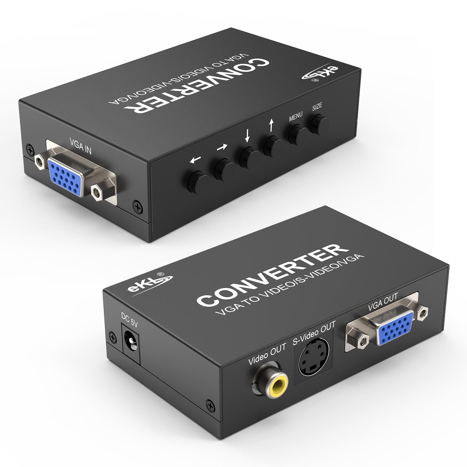 VGA to AV Adapter Converter Box VGA Input Composite RCA S-Video VGA Output Computer PC Laptop to TV Display Projector Connector