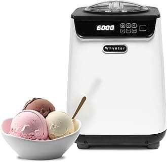 Whynter Ice Cream Maker Machine Automatic 1.28 Qt Upright with Built-in Compressor, LCD Digital Display & Timer, No Pre-Freezing, ICM-128WS, White