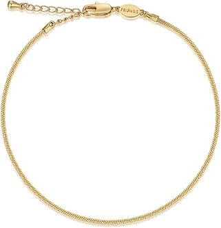 FRUMOS Dainty Layering Bracelets for Women 18 k Gold Plated Fashion Adjustable Chunky Cuban Paperclip Link Chain Bracelets Jewelry for Women Girls Gift