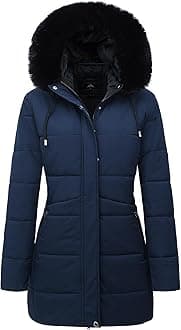 Women's Winter Puffer Coat Thicken Fleece Lined Down Jacket Waterproof Faux Fur Detachable Hooded Parka