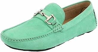 Amali Walken Men's Casual Slip-On Loafers, Driving Moccasin Shoes for Men with Silver Buckle, Available in Plush Microfiber and PU Leather