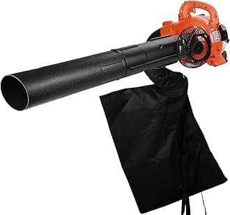 26cc 2-in-1 Petrol Leaf Blower and Vacuum, Leaf Blower and Garden Vacuum with Collection Bag (Orange_B)