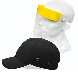 Black Baseball Safety Bump Cap - 100% Cotton, Impact-Resistant ABS Shell, Dual-Layer Padded Foam, Breathable, Adjustable Head Protection Hard Hat Cap