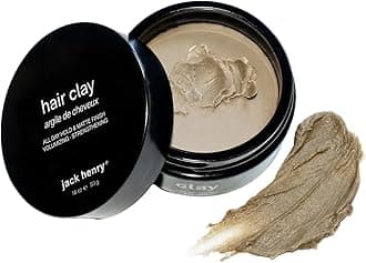 Jack Henry Premium Hair Clay for Men - Matte Finish, All Day Hold, Low Shine, Hair Styling Clay for All Hair Types - Natural, Organic Award Winning Formula - Natural Scent (1.7 oz)