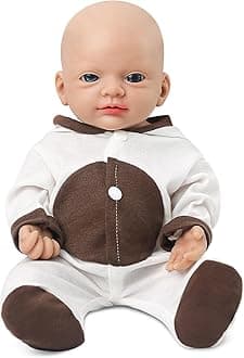 Vollence 16 inch Lifelike Full Body Silicone Baby Doll Girl Mouth Open Anatomically Correct Newborn Baby Doll with Feeding Kit & Gift Box - Girl
