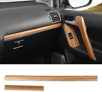 Wooden Texture Door Handle Armrest for Toyota Land Cruiser Prado 150 Window Lifting Panel Lc150 2010-2022 Interior Design Upgrade Accessories (Light Color Decorative Strip)
