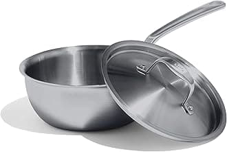 Cookware - 2 Quart Stainless Steel Saucier Pan - 5 Ply Stainless Clad - Professional Cookware - Made in Italy - Induction Compatible