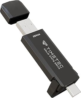 Timetec 256GB Pro Portable USB 3.2 Gen 2 Type-C/Type-A SSD Read Speed 1000MB/s Solid State Drive Stick for iPhone 15/Android/Tablet/Windows/Mac