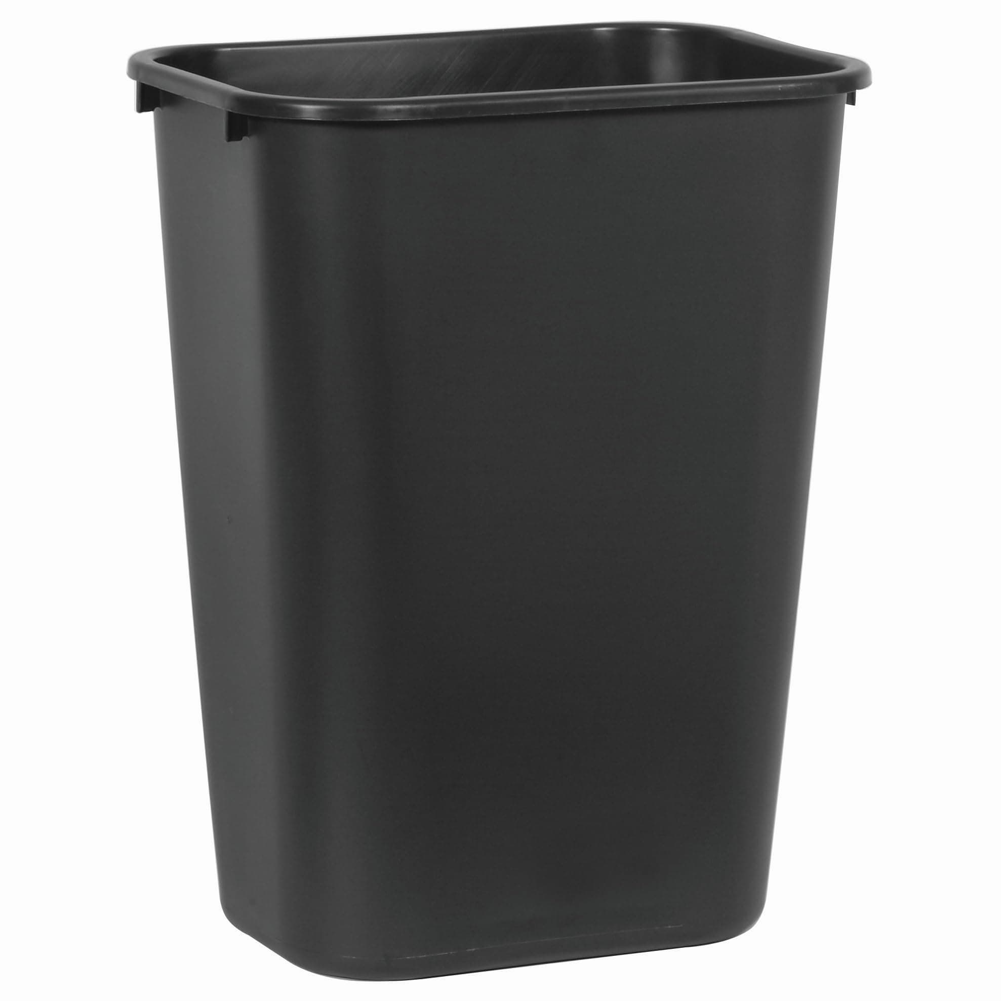 FG295700BLA Commercial 10.25gal Soft Molded Plastic Rectangular Trash Can, 39 Litre, Black