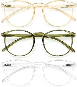 IBOANN Chic & Comfy Blue Light Glasses for Women - 3-Pack Round Frames, Screen-Ready Style with UV Protection Coating