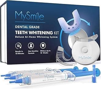 MySmile Teeth Whitening Kit with LED Light, 10 Min Non-Sensitive Fast Teeth Whitener with 3 Carbamide Peroxide Whitening Gel, Helps to Remove Stains from Coffee, Smoking, Wines, Soda, Food