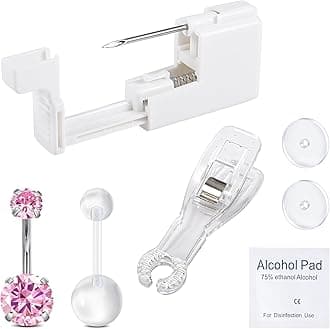 QWALIT Belly Button Piercing Kit - Pink Belly Piercing Gun