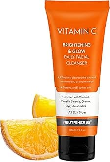 Vitamin C Face Wash,Daily Facial Cleanser with Aloe & Hyaluronic Acid| Clean,Refresh,Brighten and Balance Complexion| For All Skin Type, 120ml 4 fl. oz