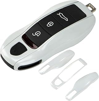 AeroBon 3-Piece Painted Key Cover Key Fob Shell Compatible with Porsche Key Shell Replacement (MK1, Carrara White)