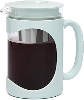 Burke Deluxe Cold Brew Iced Coffee Maker, Comfort Grip Handle, Durable Glass Carafe, Removable Mesh Filter, Perfect 6 Cup Size, Dishwasher Safe, 1.5l, Aqua