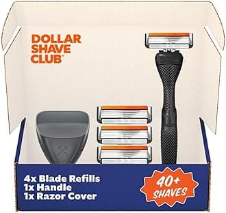 Travel Shave Set | 4 Swift Rinse Refill Cartridges, 1 Handle (Black), 1 Razor Cover