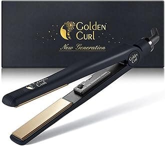 Golden Curl Hair Straightener Flat Iron Styler - 5 Year Peace of Mind - 2 in 1 Portable Hair Styling Tool with Coated Floating Plates for Straightening & Curling at Home or Travel (Gold)