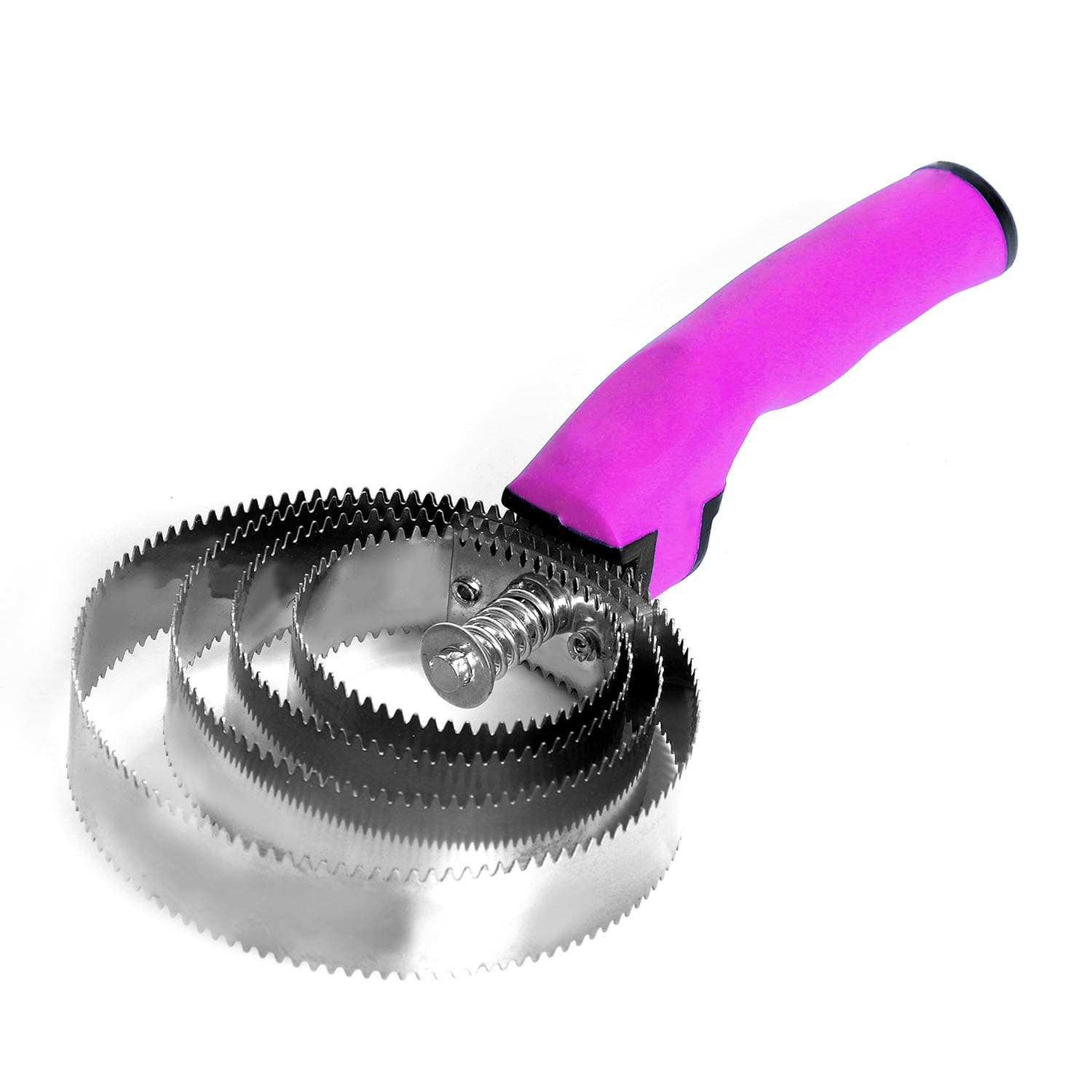 Reversible Stainless Steel Curry Comb with Soft Touch Grip£Â¨Pink£