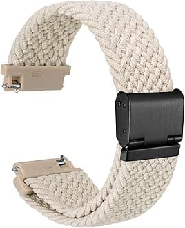 WOCCI 22mm Braided Nylon Watch Band for Men and Women, Quick Release, Black Stainless Steel Buckle (Starlight)