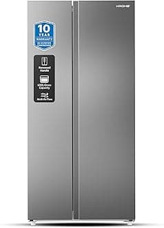 KROME 600L Gross, Side By Side Refrigerator with Multi Air Flow System, Door Alarm, No Frost Cooling System, 10 Year Compressor Warranty, Silver- KR-SBS601SM